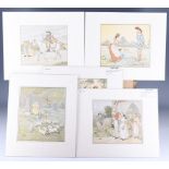 Randolph Caldecott (1846 - 1886) Five card mounted extracts from various children's novels including