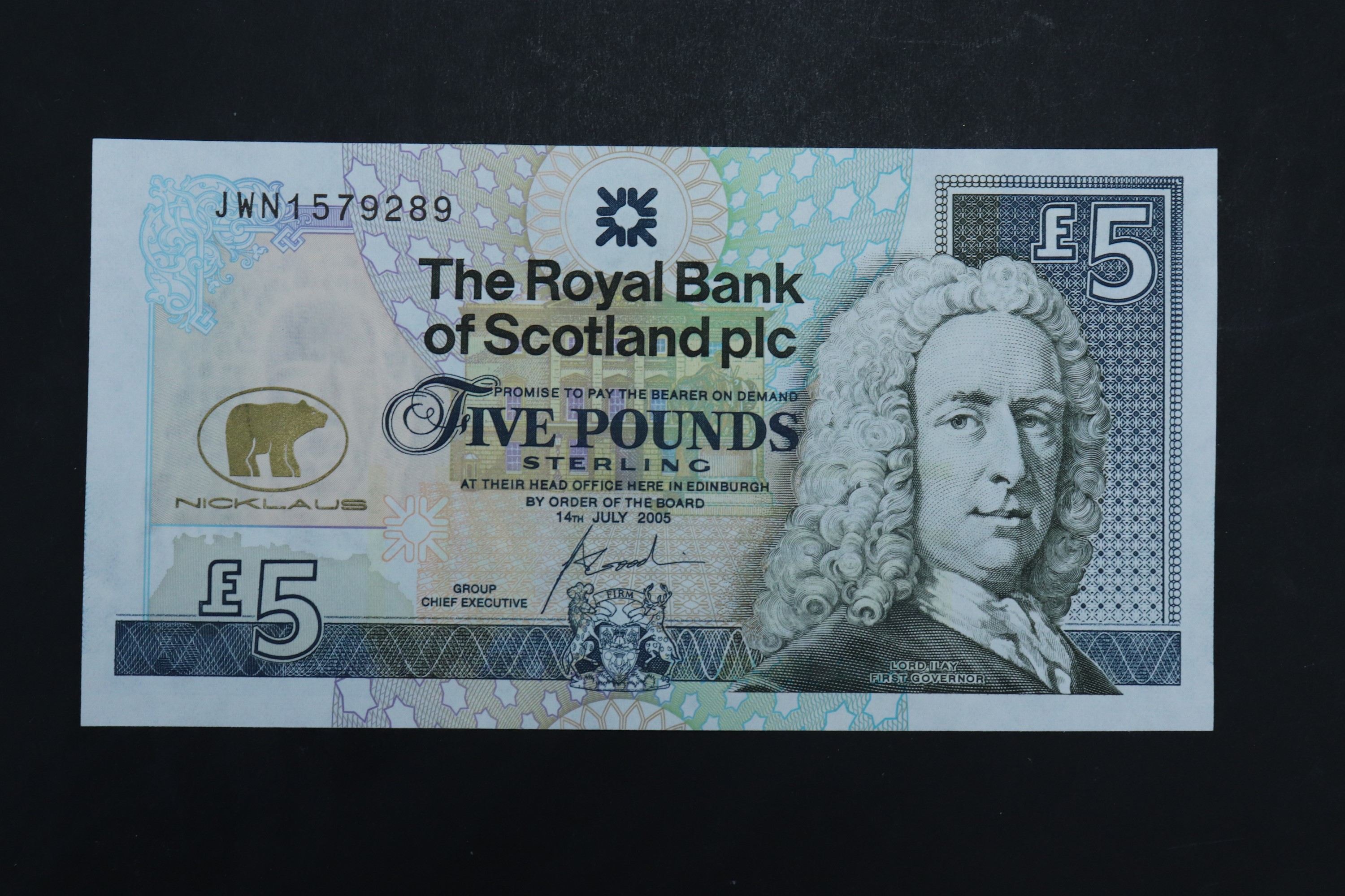 A consecutive run of nine The Royal Bank of Scotland Jack Nicklaus five pounds banknotes, Goodwin - Image 5 of 5