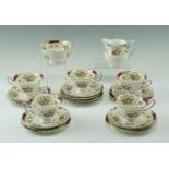A group of Shelley Dubarry pattern tea ware comprising 5 cups, 6 saucers, six tea plates, a milk jug