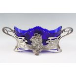 An Jugendstil WMF electroplated britannia metal and glass flower bowl, the two handled stand cast