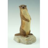 A 1975 Aynsley semi-bisque figurine of a standing otter, 15.5 cm