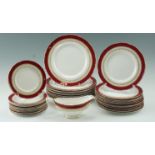 A quantity of Royal Worcester Regency pattern dinnerware comprising 12 large plates, 12 small