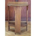 A George V oak bow fronted side table with undershelf, 46 x 38 x 64.5 cm