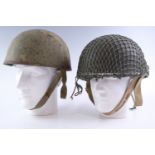 Two post-War British army Royal Armoured Corps steel helmets