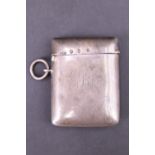 An Edwardian silver fob vesta case, of cushion form and bearing a monogram, Hamilton & Inches,