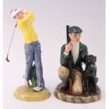 Two Royal Doulton figurines, The Gamekeeper and Teeing Off, tallest 22 cm
