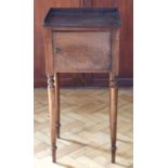 An old reproduction George III mahogany gallery top bedside cabinet, 41 x 35.5 x 64 cm