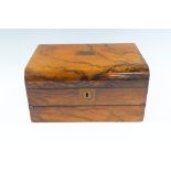 A Victorian walnut sewing workbox / lap desk, 30 x 22.5 x 15.5 cm