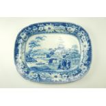 An early 19th Century transfer decorated blue and white earthenware ashet by William Adams of Stoke,