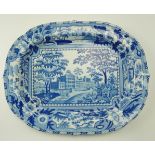 An early 19th Century John and William Ridgway transfer decorated blue and white earthenware