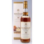 A boxed bottle of Macallan 10 (Ten) Years Old Single Highland Malt Scotch Whisky, exclusively