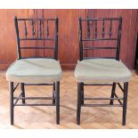 A pair of turned and ebonised bedroom chairs, 85 cm high
