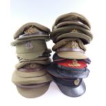 A quantity of British army Service Dress and forage caps, 1940s and later