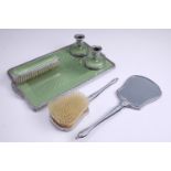 A faux basse-taille enameled dressing table set, circa 1940s, tray 33 cm