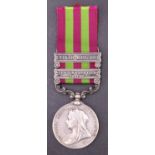 An India Medal with Tirah 1897-98 and Punjab Frontier 1897-98 clasps to 4435 Pte J Richmond, 1st