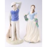 Two Royal Doulton figurines, Golfer and The Flower of Scotland, tallest 23 cm