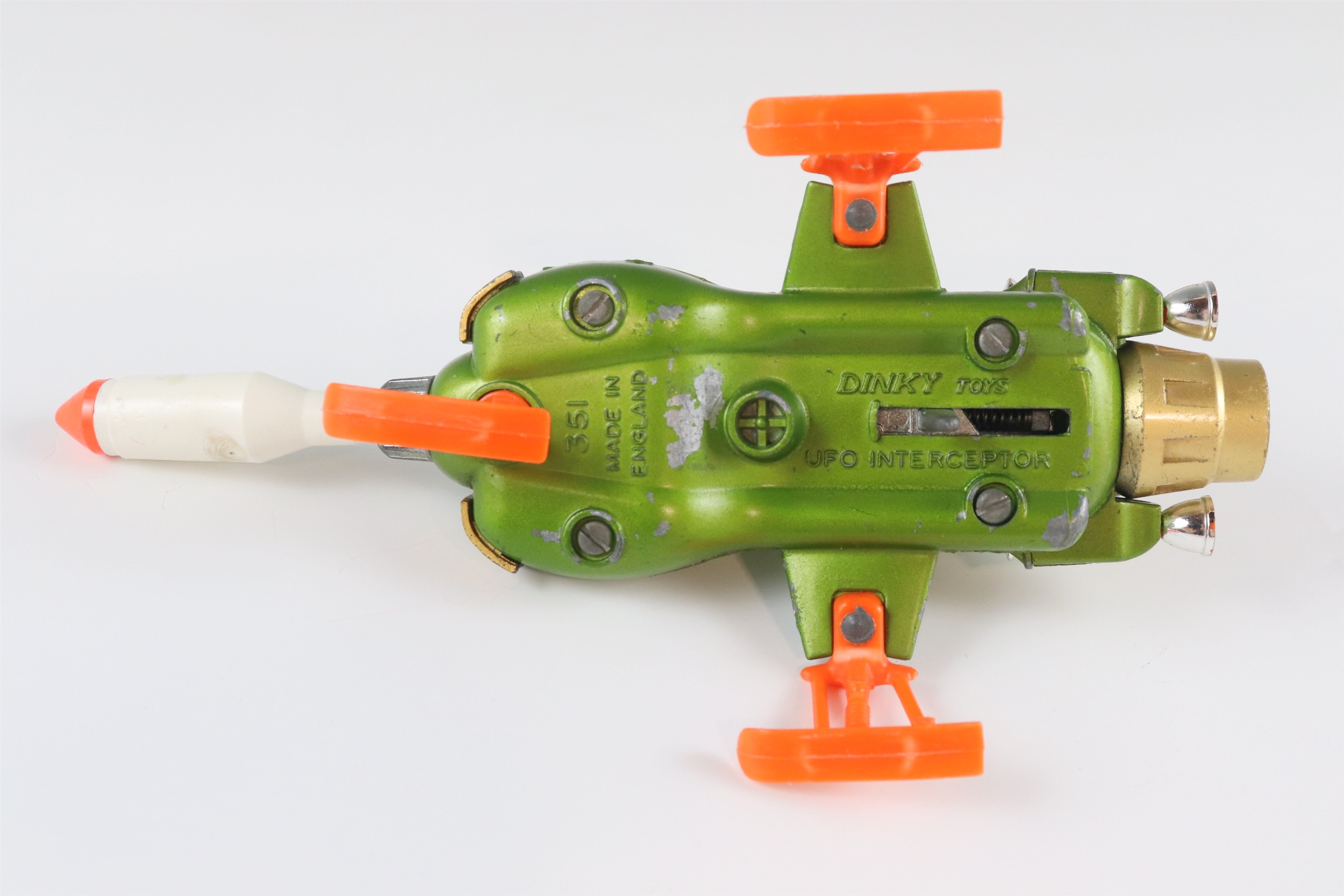 A Dinky diecast UFO Interceptor 351, spring loaded firing action, 14 x 8 cm excluding projectile [ - Image 3 of 3