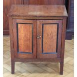 A vintage walnut cabinet, having ebonised mouldings and a hinged top, 57 x 33.5 x 67.5 cm