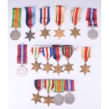 Two mounted Second World War campaign medal groups together with further individual medals