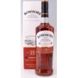 A boxed bottle of Bowmore of Islay Single Malt Scotch Whisky, aged 15 years, darkest, sherry cask