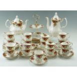 A Royal Albert Old Country Roses tea and coffee set, including cake stand and side plates, 46 items