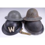 Four British Army helmet shells