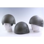 Three British military Mk 6 helmets