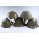 Five Bulgarian and Soviet Bloc steel helmets