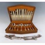 A cased canteen of Community cutlery together with a group of electroplate Kings pattern flatware,