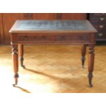 A late 19th / early 20th century mahogany library / writing table, having two drawers, 106 x 72 x 74