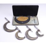 A set of four graduated Moore & Wright micrometre gauges, 2" - 3", 3" - 4", 4" - 5", 5" - 6"