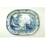 An early 19th Century Rogers transfer decorated blue and white earthenware ashet, having a classical