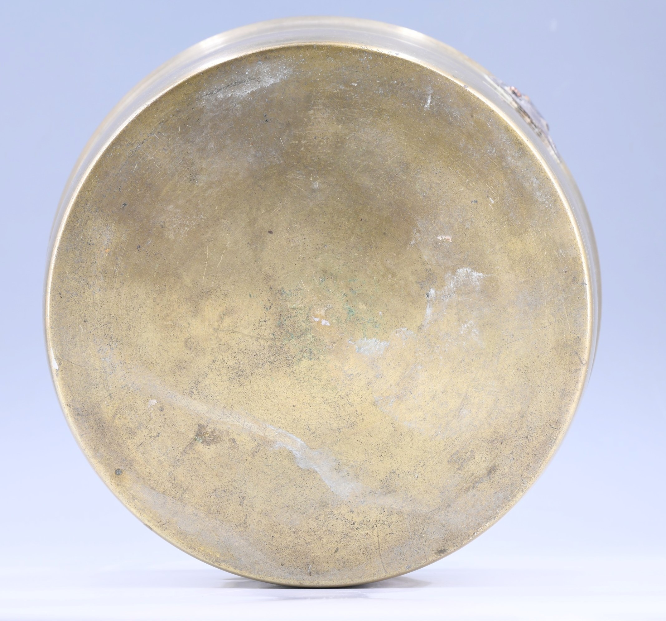 A Victorian cast brass and wrought iron jam pan, 27.5 cm diameter - Image 4 of 4