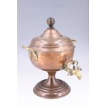 An early-to-mid 20th Century copper and brass tea urn, urn 34 cm