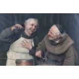 After Alessandro Sani (1856 - 1927) "Macaroni", a depiction of two jolly monks trying a pasta