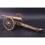A late 19th Century electroplate scale model military breech loading field artillery piece, 27 cm