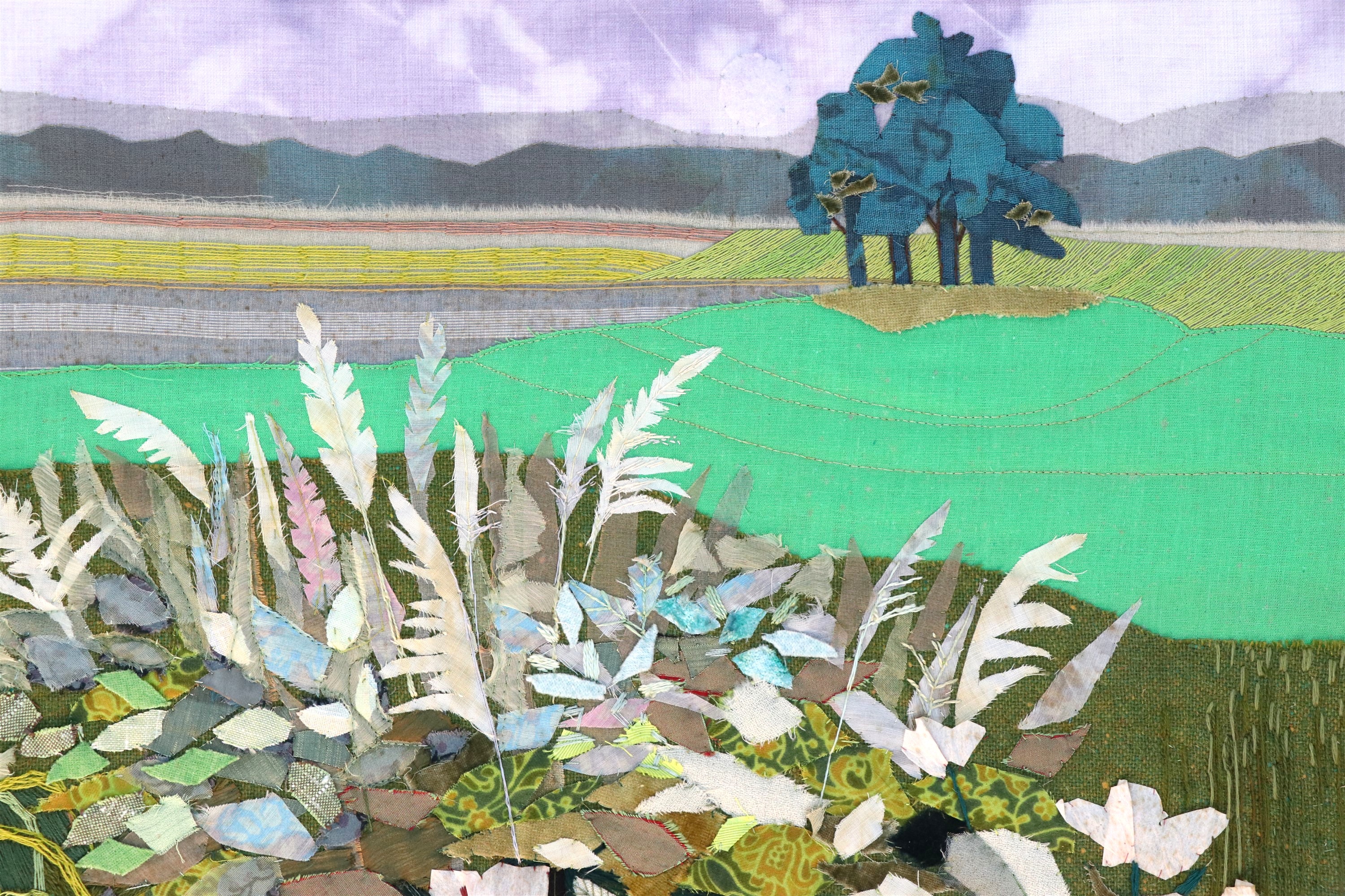 Kirsty McFarlane (Scottish, Contemporary) A pastoral landscape scene with wild flowers before a