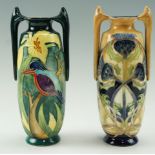 Two Old Tupton Ware vases, depicting a kingfisher and thistles, 21 cm