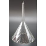 A 19th Century free blown writhen glass funnel, 19 cm