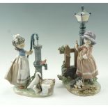 Two Lladro figurines, Fall Clean Up, 5286, and Summer On A Farm, 5285, tallest 34 cm