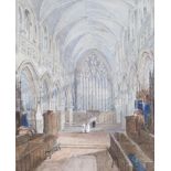 Attributed to Matthew Ellis Nutter (1795 - 1892) A view of the choir inside Carlisle Cathedral