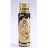 A 1920s French Art Deco "Le Kid" purse or pocket perfume atomizer, in gilt metal mounted porcelain