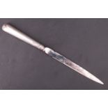An late 20th Century silver handled letter opener, Sheffield, 1991, 20.5 cm