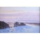 Robert Ritchie (contemporary) A wintry scene of the moors illuminated by the setting sun, oil on
