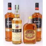 Four bottles of whisky, comprising Whyte & Mackay, Black Cock and Glayva
