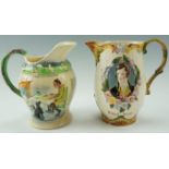 A George V 'Ilkley Moor' musical jug by Crown Devon Fielding's, moulded and decorated with 'On Ilkla