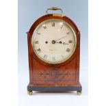 A Regency mahogany bracket clock, having a two train fusee movement striking on a bell, the