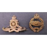 Royal Tank Regiment and Royal Artillery sweetheart brooches, being brooched badges