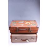 Two vintage travel cases, largest 67 cm x 42 cm x 18 cm