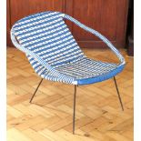 A 1960s two tone plastic basket-weave chair, 60 cm high